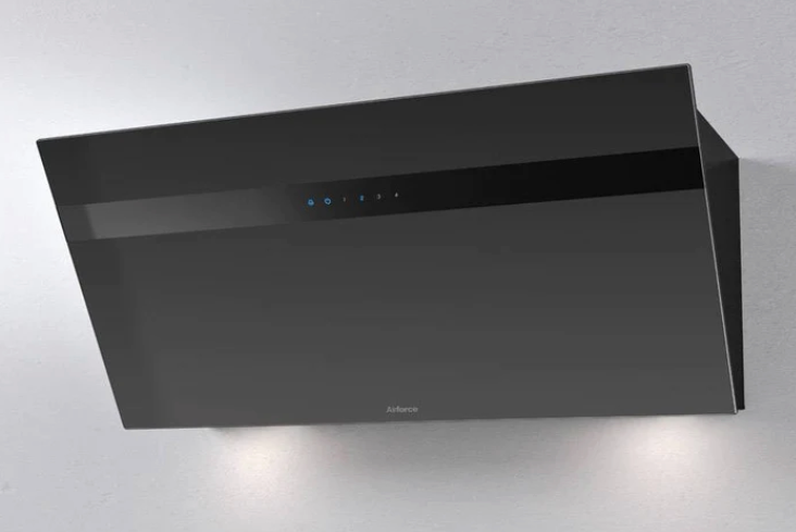 Airforce V4 80cm Flat Wall Mounted Cooker Hood - Black glass
