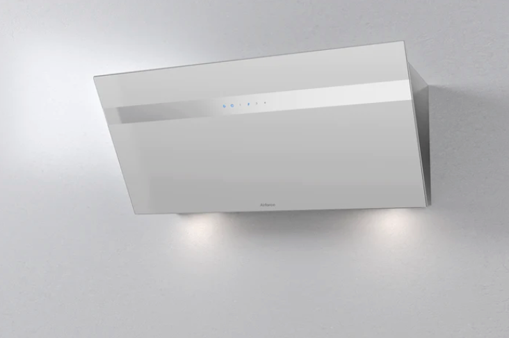 Airforce V4 90cm Angled Wall Mounted Cooker Hood - White glass