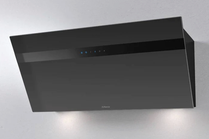Airforce V4 90cm Angled Wall Mounted Cooker Hood - Black glass