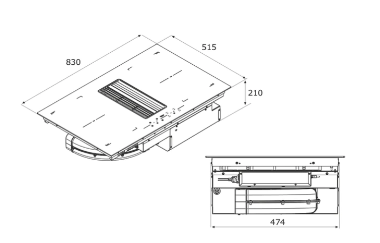 Airforce Aspira Centrale B4 On-Board 83cm Downdraft Induction Hob