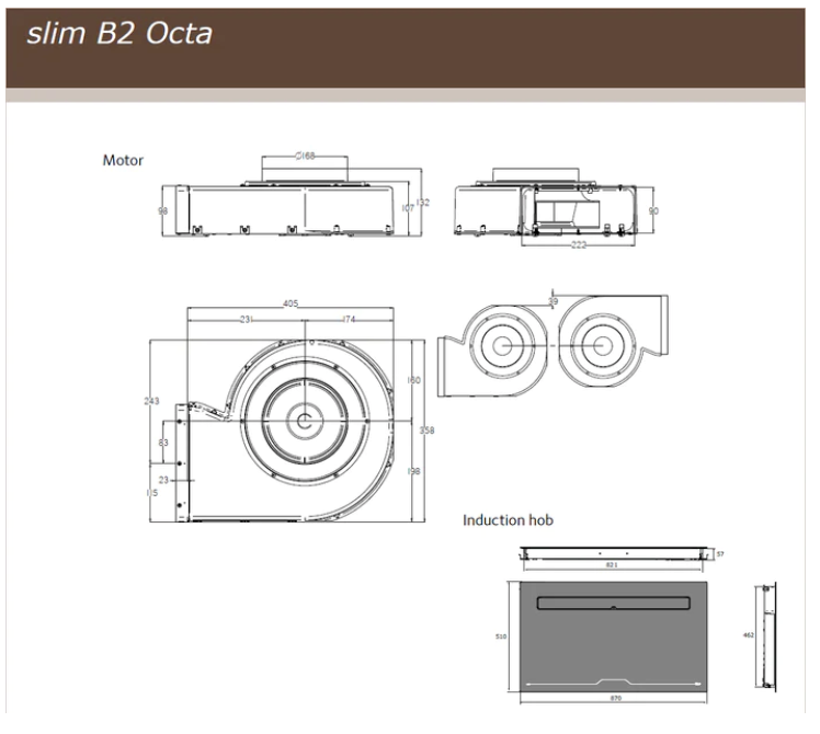 Airforce Aspira Slim B2 Octa Motion 87cm Induction Hob with Integrated Extraction