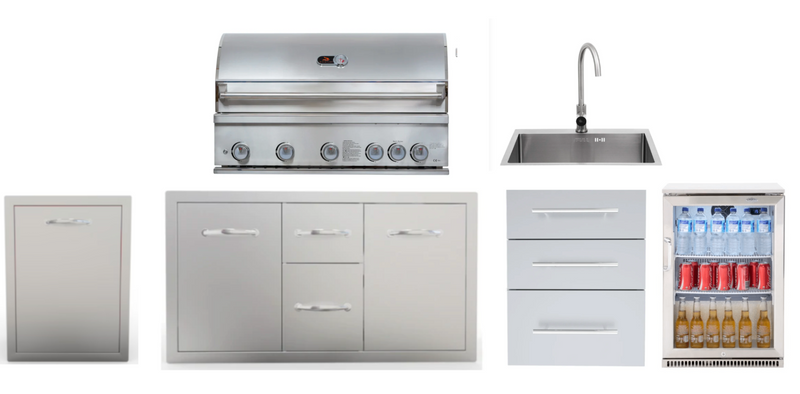 Whistler 5 Burner Built in Bundles 6 Piece & Fridge