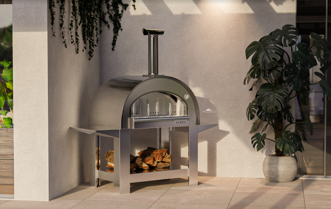 Alpha Pro Grande Wood-Fired Pizza Oven Bundle Cover Stainless