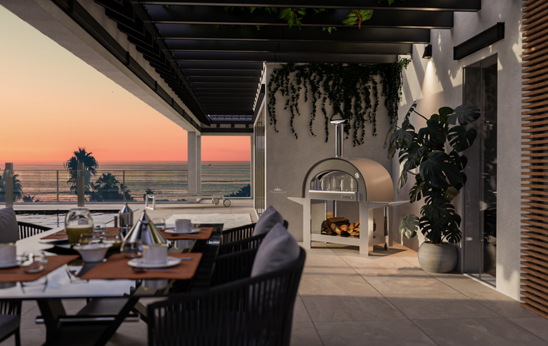 Alpha Pro Grande Wood-Fired Pizza Oven Bundle + Cover | Antique Silver