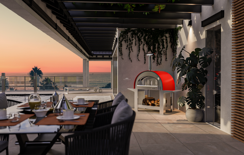 Alpha Pro Grande Wood-Fired Pizza Oven Bundle + Cover | Red