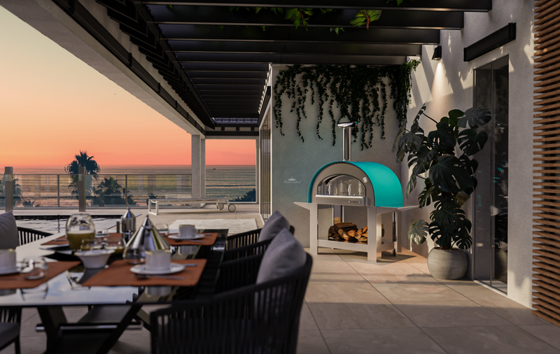 Alpha Pro Grande Wood-Fired Pizza Oven Bundle + Cover | Teal