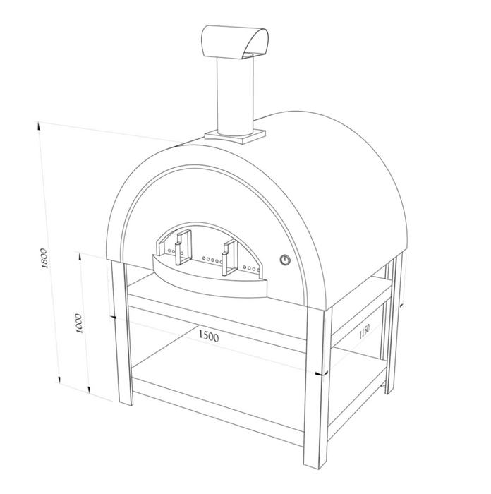 Titano Pizza Oven + Trolley Residential & Commercial - Antique Silver