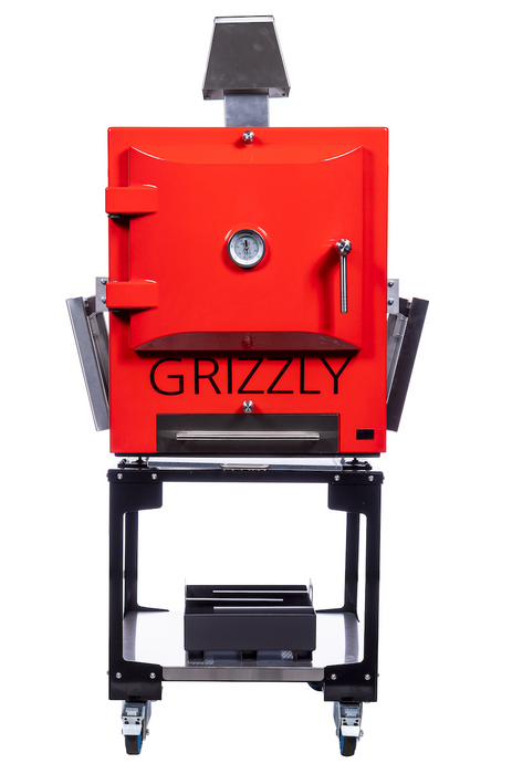 Grizzly Commercial Charcoal Oven and Smoker Grill Complete including Stand & Cover - Red