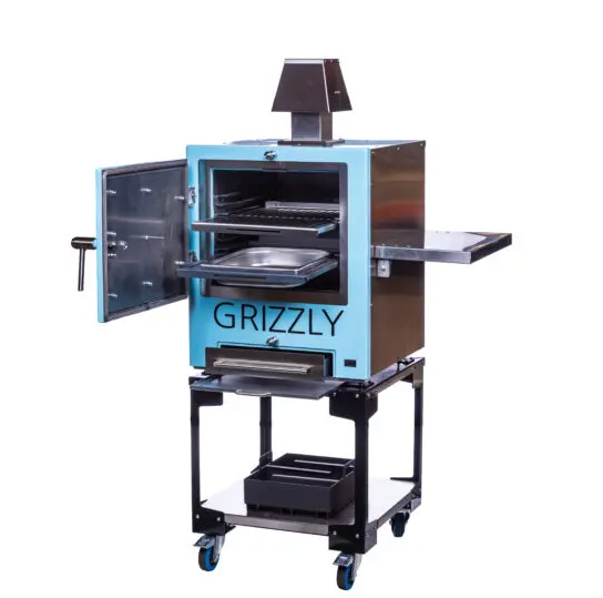 Grizzly Commercial Charcoal Oven and Smoker Grill Complete including Stand & Cover - Blue