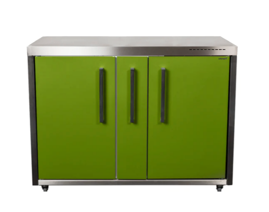Elfin Compact MO 120A Outdoor Kitchen - With a fridge On The Right - Apple Green