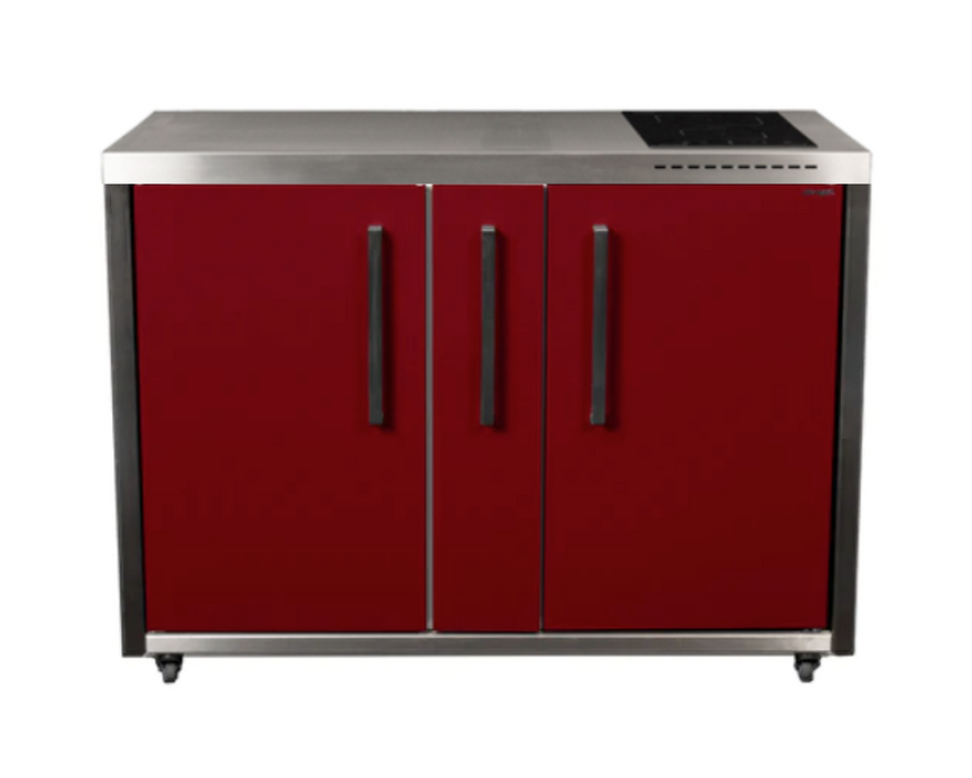 Elfin Compact MO 120A Outdoor Kitchen - With fridge on the Left & With Hob On the Right - Claret