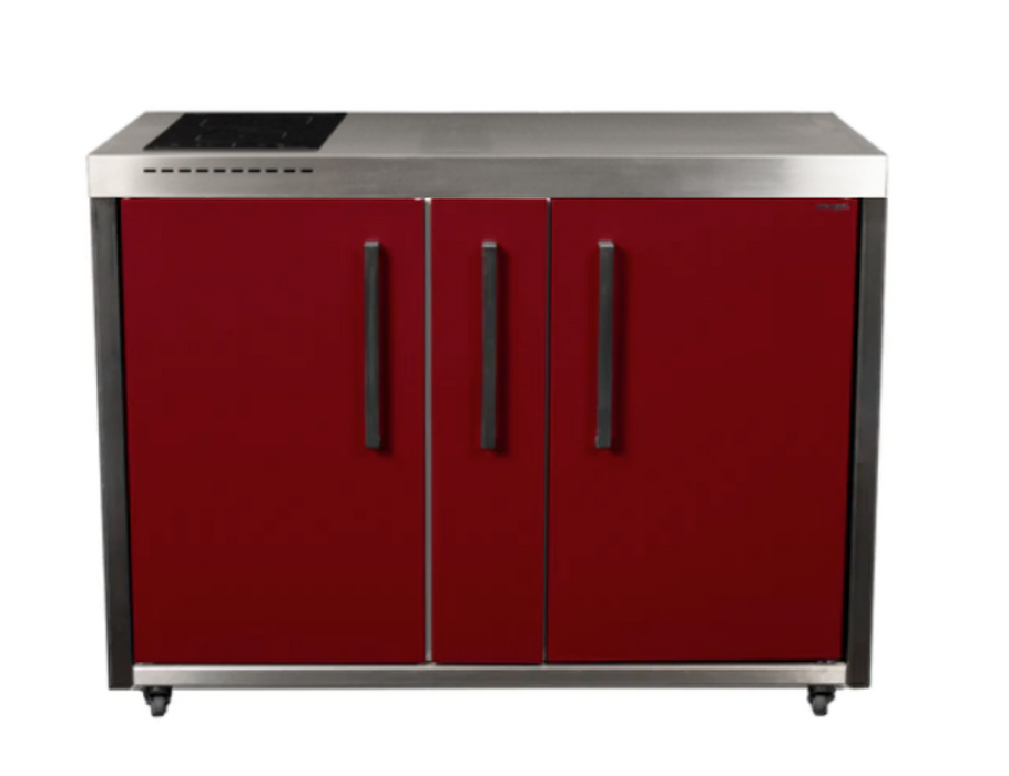 Elfin Compact MO 120A Outdoor Kitchen - With Fridge On the Right & With Hob On the Left  - Claret