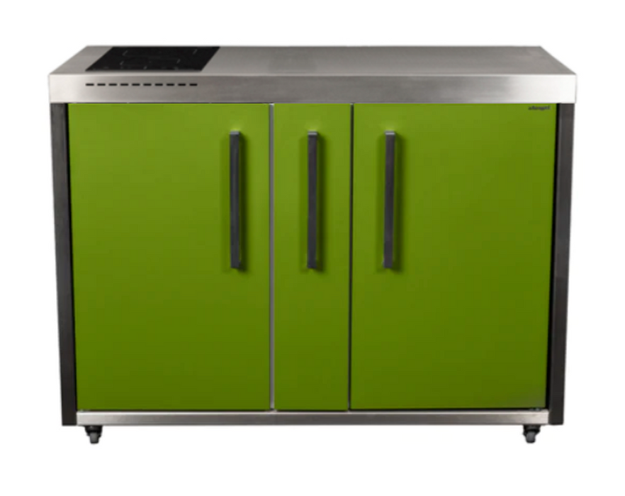 Elfin Compact MO 120A Outdoor Kitchen - With Fridge On the Right & With Hob On the Left - Apple Green
