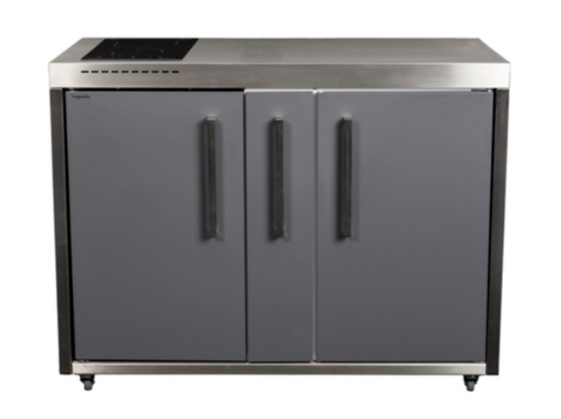 Elfin Compact MO 120A Outdoor Kitchen - With Fridge On the Right & With Hob On the Left - Slate Grey