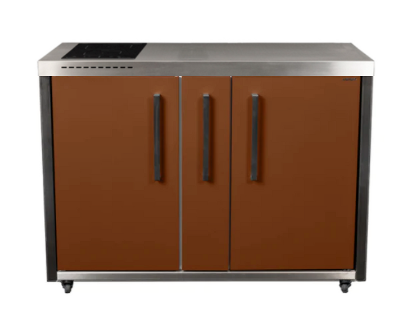 Elfin Compact MO 120A Outdoor Kitchen - With Fridge On the Right & With Hob On the Left  - Lava Brown