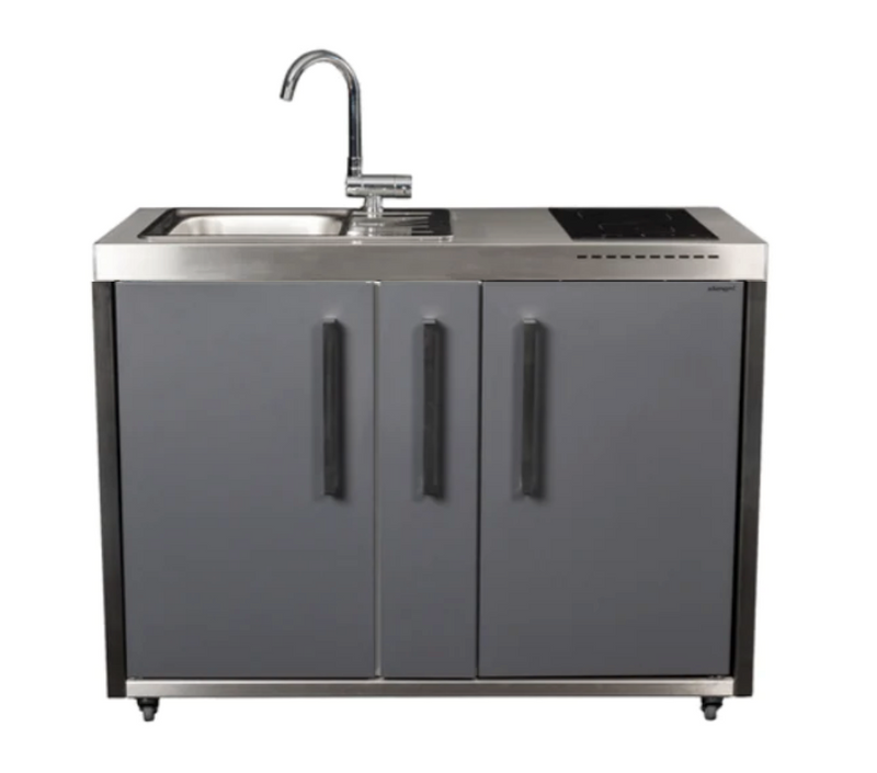 Elfin Compact MO 120A Outdoor Kitchen - With Sink On the Left - Hob On the Right - Slate Grey