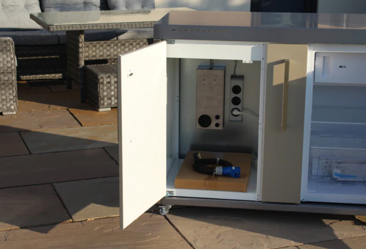 Elfin Compact MO 150S Outdoor Kitchen - With Sink on the Right & Fridge on the Left - Sand