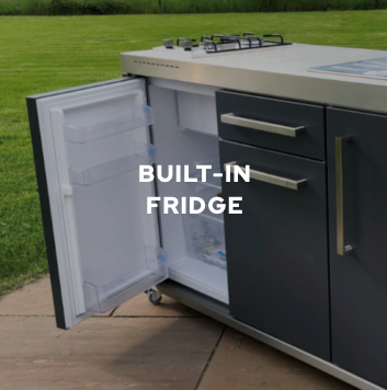Elfin Compact MO 150 Outdoor Kitchen - With Fridge on the Right - Sand