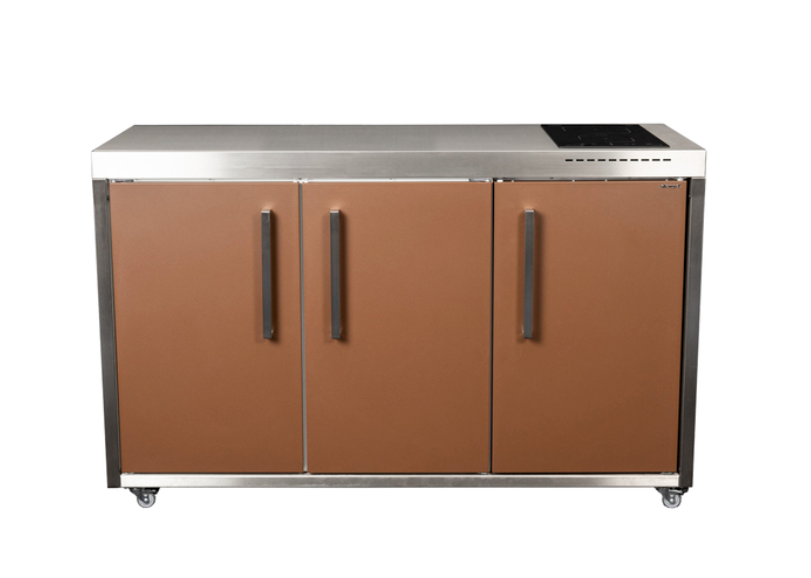 Elfin Compact MO 150 Outdoor Kitchen - With Hob on the Right & Fridge on the Right  - Lava Brown