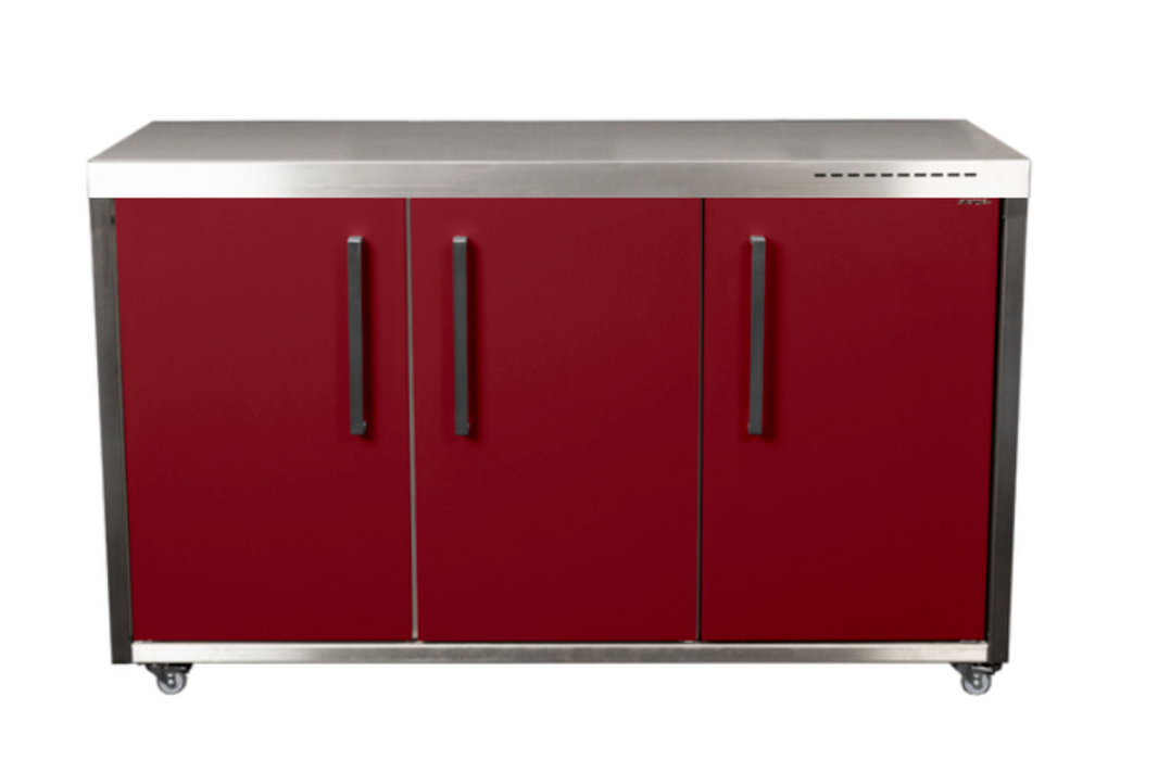Elfin Compact MO 150 Outdoor Kitchen - With Fridge on the Left - Claret