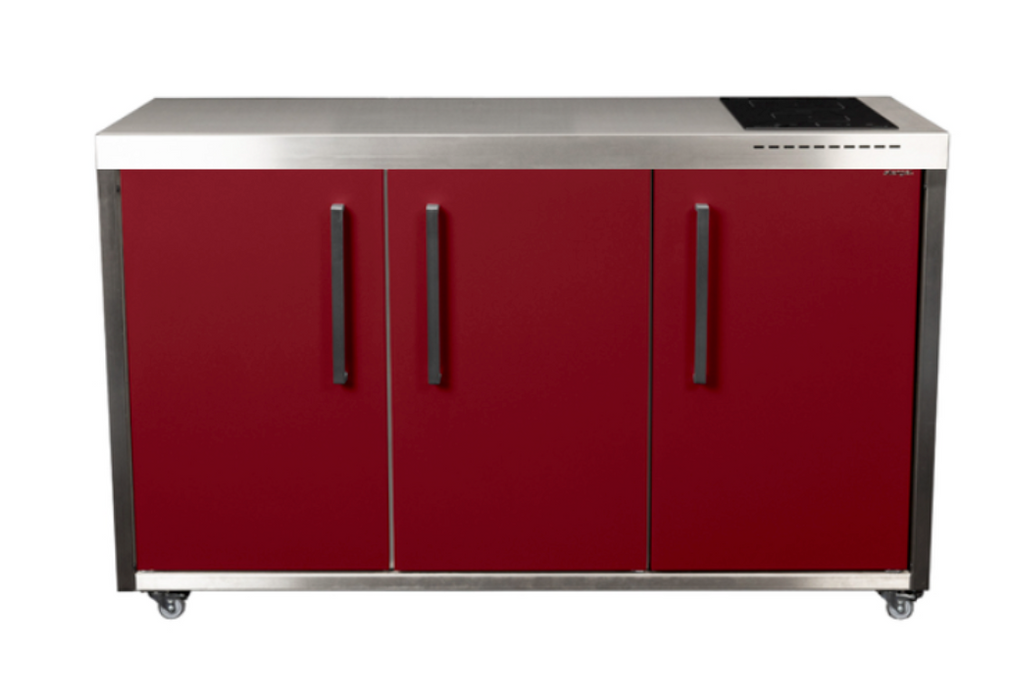 Elfin Compact MO 150 Outdoor Kitchen - With Hob on the Right & Fridge on the Right - Claret