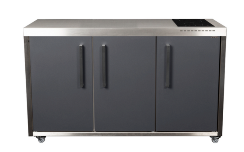 Elfin Compact MO 150 Outdoor Kitchen - With Hob on the Right & Fridge on the Right - Slate Grey