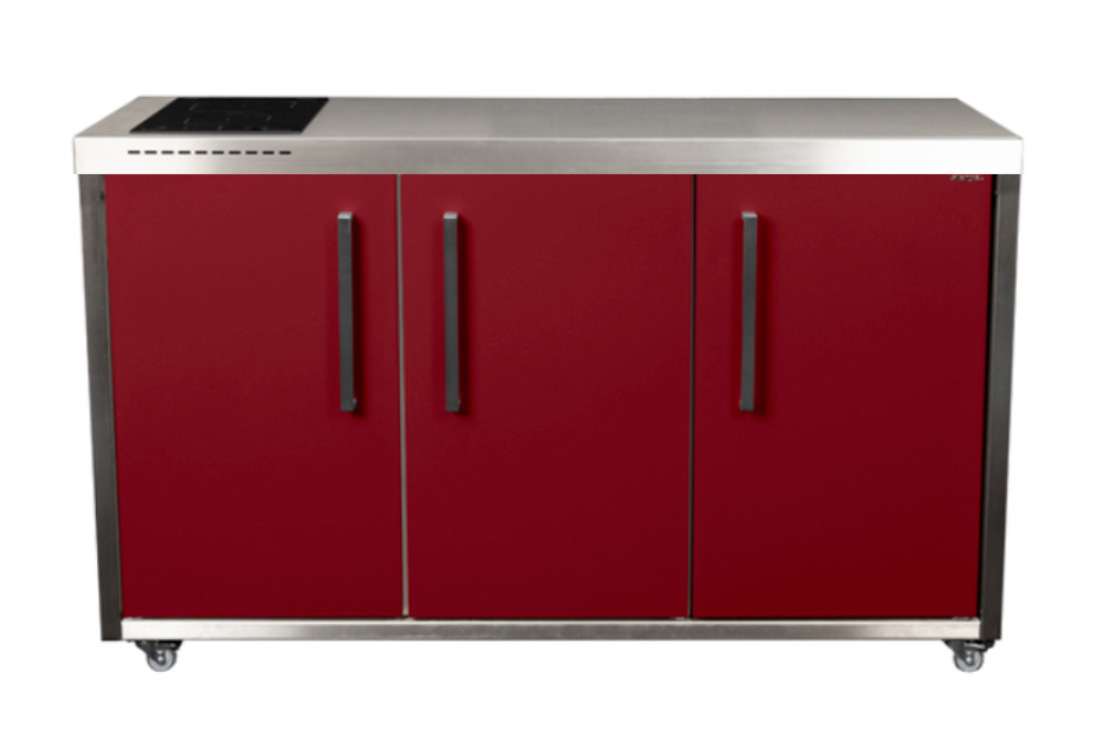 Elfin Compact MO 150 Outdoor Kitchen - with Hob on the Left - Claret