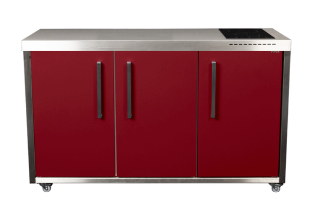 Elfin Compact MO 150 Outdoor Kitchen - with Hob on the Right - Claret