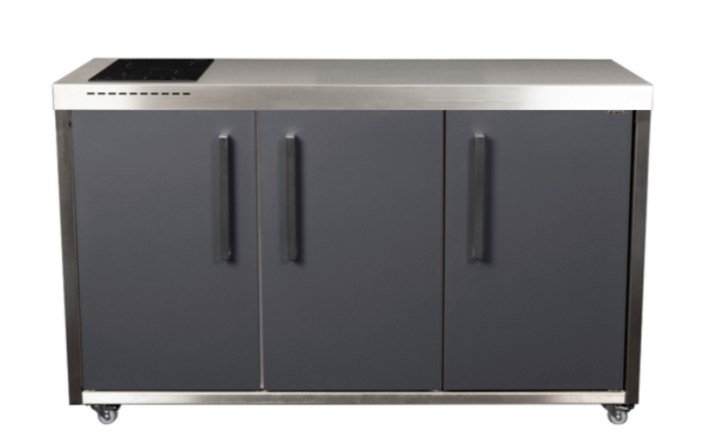 Elfin Compact MO 150 Outdoor Kitchen - With Hob on the Left & Fridge on the Left - Slate Grey