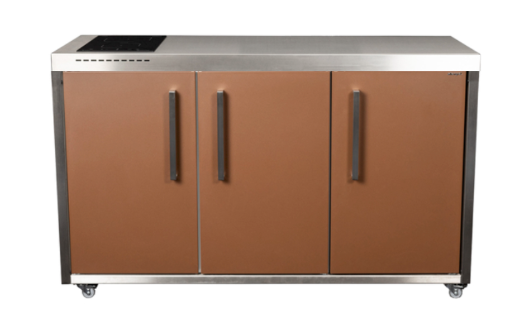 Elfin Compact MO 150 Outdoor Kitchen - with Hob on the Left - Lava Brown