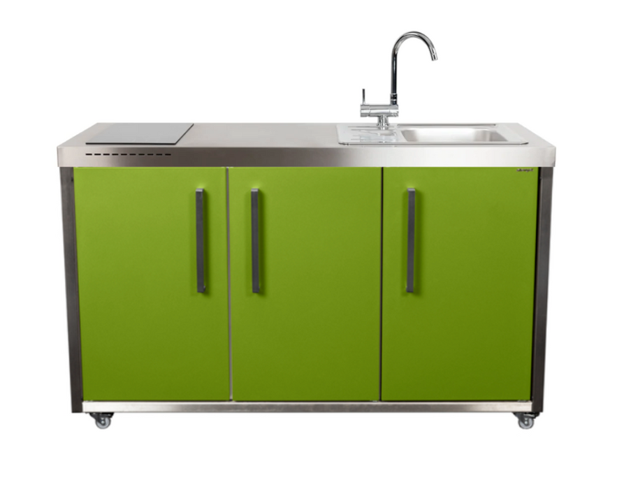 Elfin Compact MO 150 Outdoor Kitchen - With Sink on the Right - Apple Green