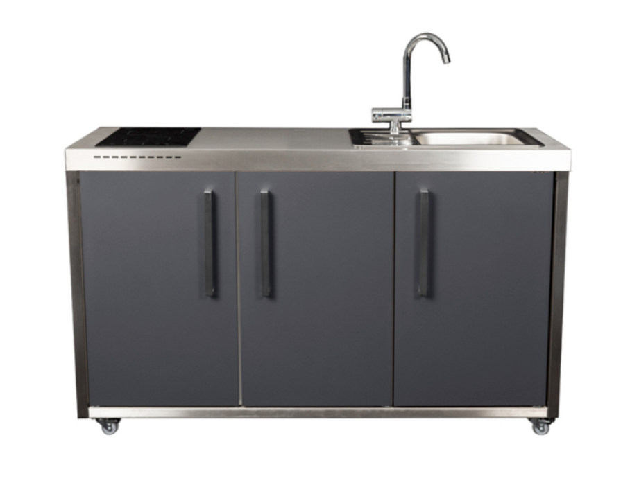 Elfin Compact MO 150 Outdoor Kitchen - With Sink on the Right & Hob on the Left - Slate Grey