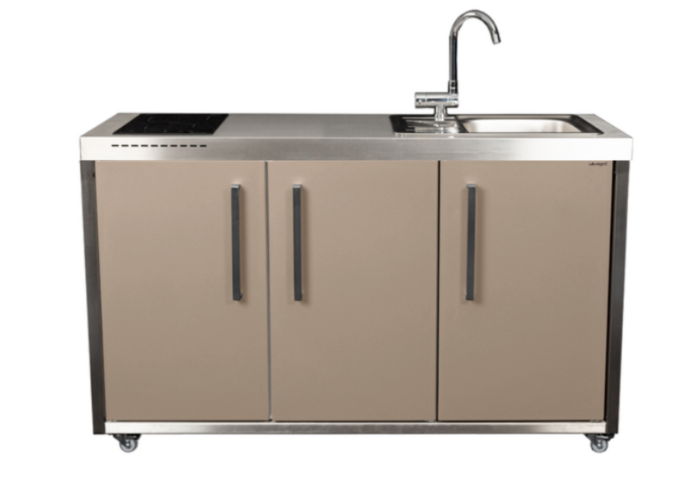 Elfin Compact MO 150 Outdoor Kitchen - With Sink on the Right & Hob on the Left - Sand