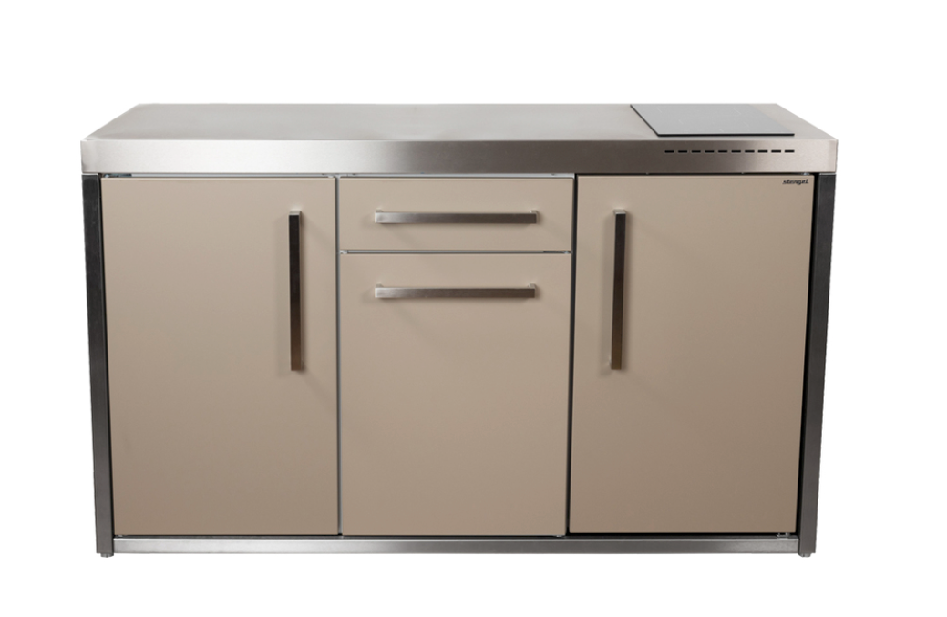 Elfin Compact MO 150S Outdoor Kitchen  - With Hob on the Right & Fridge on the Right - Sand