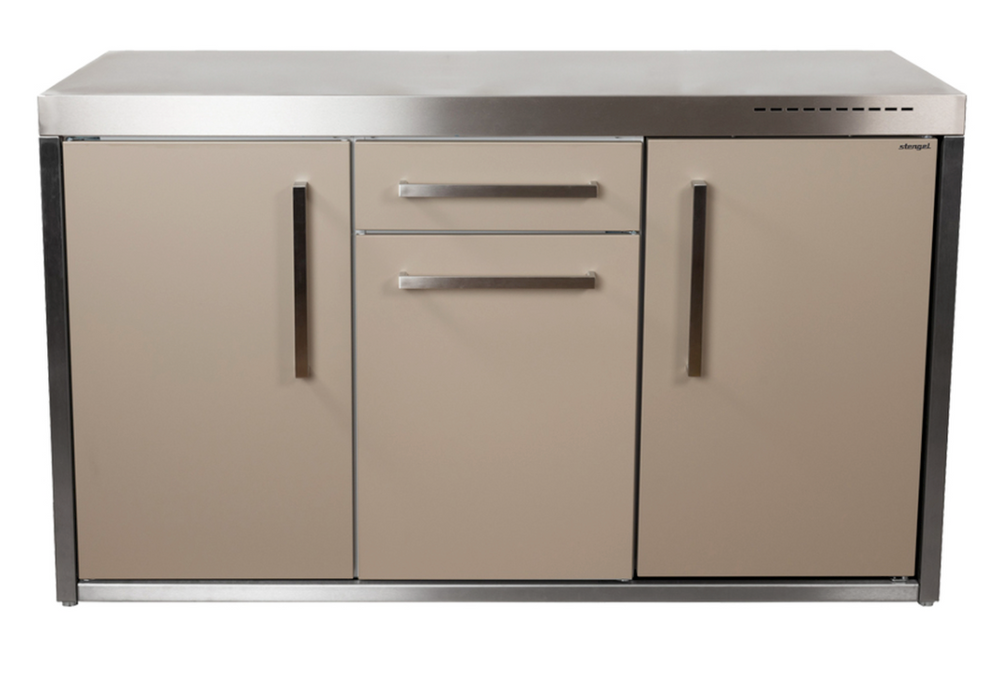 Elfin Compact MO 150S Outdoor Kitchen  - With Fridge On the Right - Sand
