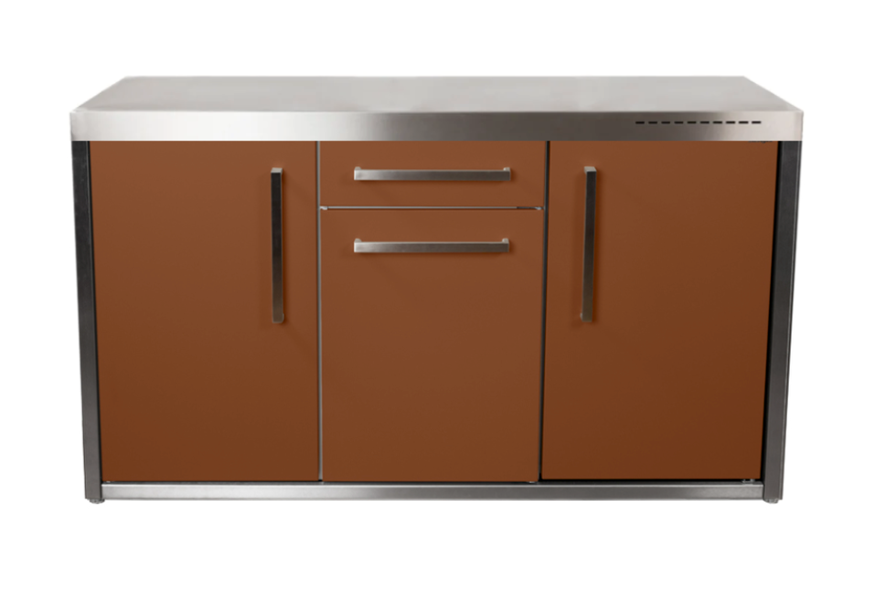 Elfin Compact MO 150S Outdoor Kitchen  - With Fridge On the Left - Lava Brown