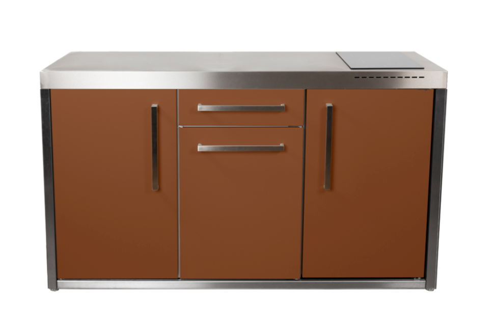 Elfin Compact MO 150S Outdoor Kitchen  - With Hob On the Right - Lava Brown