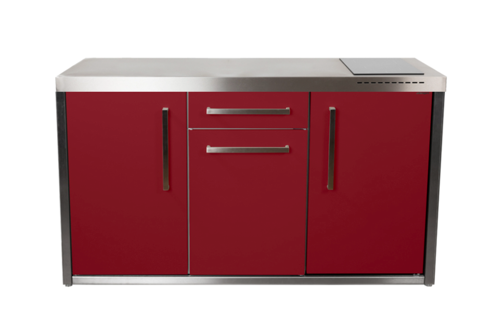 Elfin Compact MO 150S Outdoor Kitchen  - With Hob on the Right & Fridge on the Right - Claret