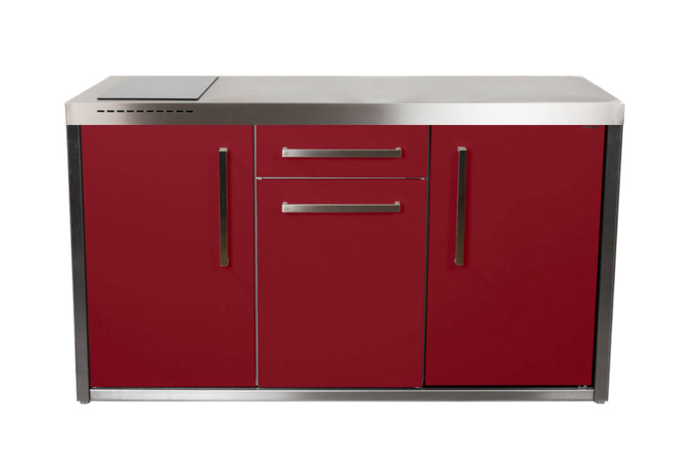 Elfin Compact MO 150S Outdoor Kitchen  - With Hob on the Left & Fridge on the Left - Claret
