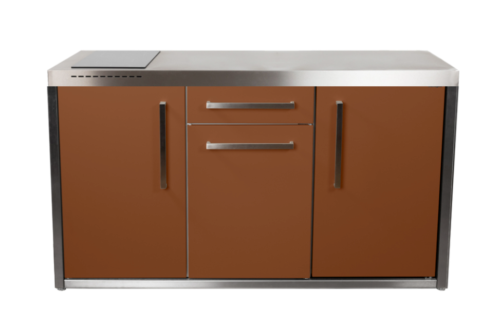Elfin Compact MO 150S Outdoor Kitchen  - With Hob On the Left - Lava Brown