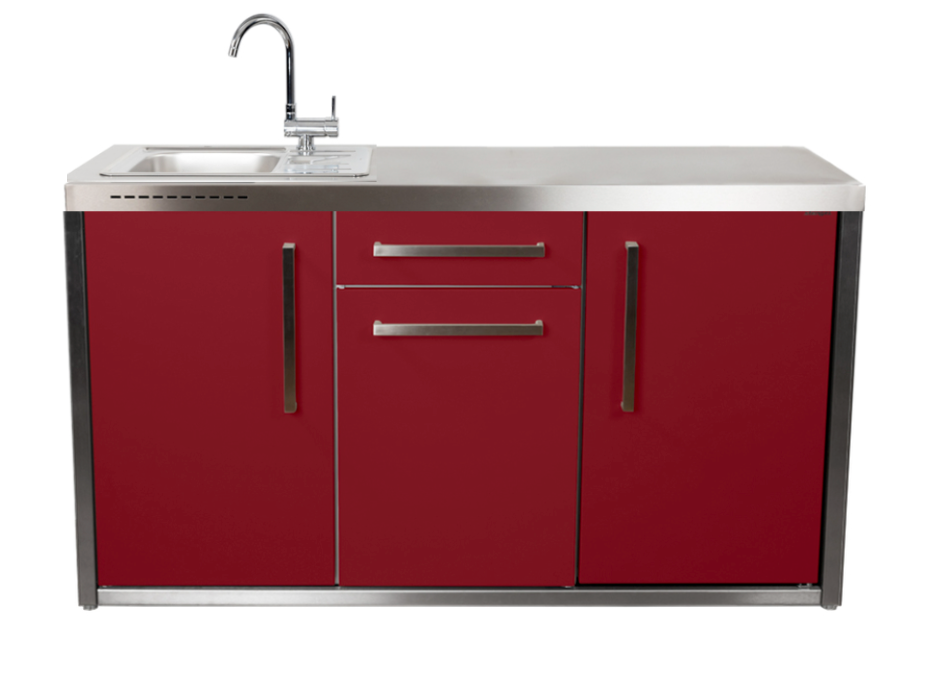 Elfin Compact MO 150S Outdoor Kitchen  - With Sink on the Left - Claret