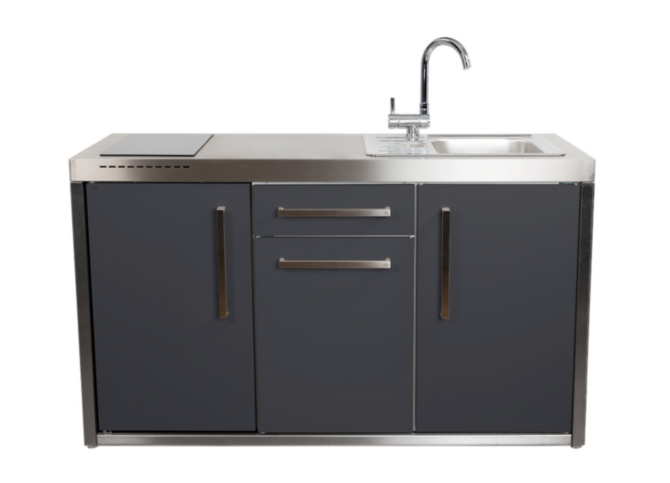 Elfin Compact MO 150S Outdoor Kitchen  - With Sink on the Right & Hob on the Left - Slate Grey
