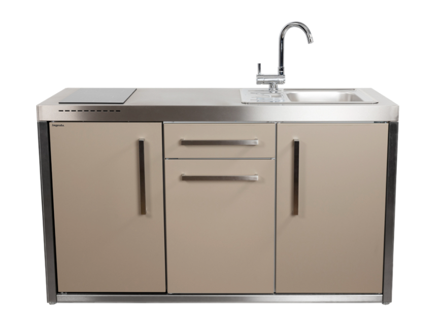 Elfin Compact MO 150S Outdoor Kitchen  - With Sink on the Right & Hob on the Left - Sand