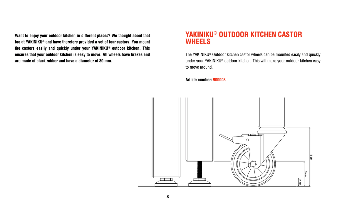 YAKINIKU® Outdoor kitchen castor wheels