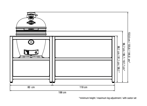 YAKINIKU® Luxury outdoor kitchen Setup 03 - 80x70cm with 19" Hole  + 120x70cm