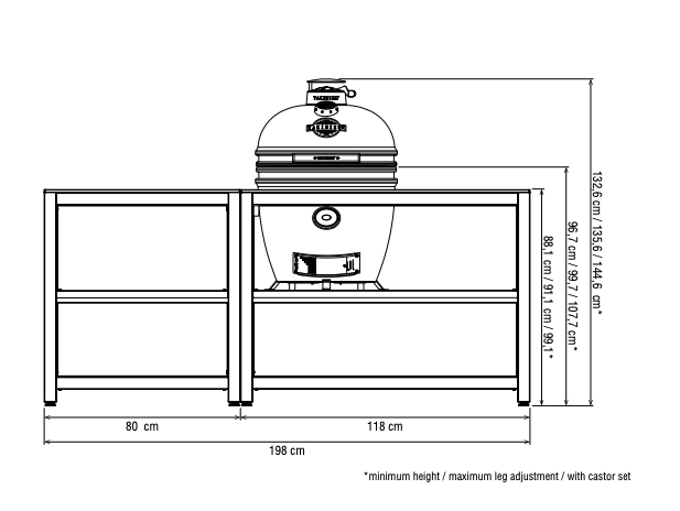 YAKINIKU® Luxury outdoor kitchen Setup 05 - 80x70cm + 120x70cm with 19" Hole