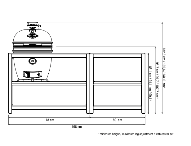 YAKINIKU® Luxury outdoor kitchen Setup 06 - 80x70cm + 120x70cm with 19" Hole