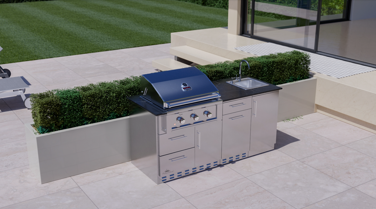 Caprice 6 foot Grill & Bar Sink Outdoor Island Package
