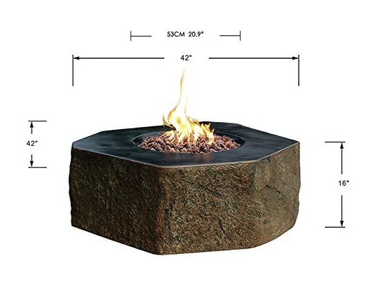 Elementi Outdoor Fire Table Columbia Cast Concrete Fire Pit - Natural Gas