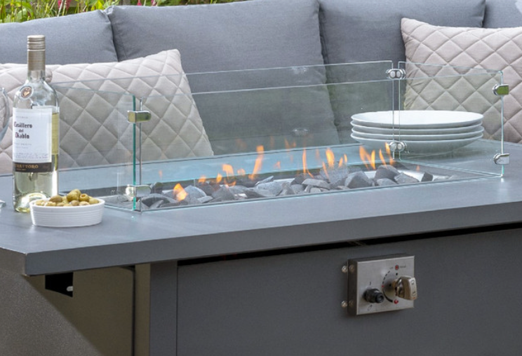 Titchwell Corner Set With Firepit Table Grey